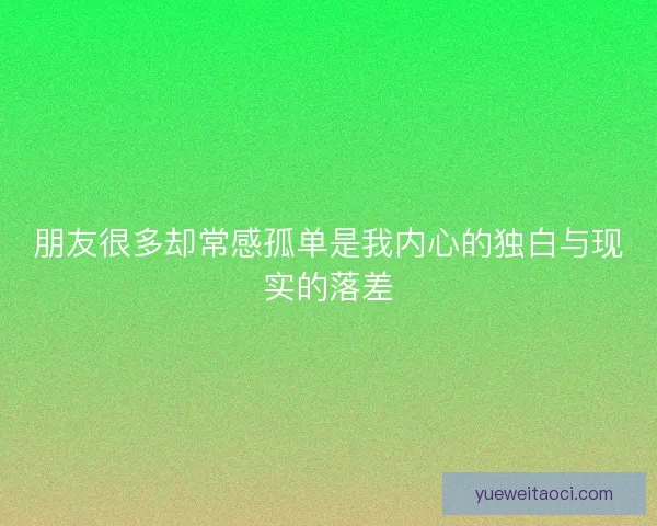 朋友很多却常感孤单是我内心的独白与现实的落差